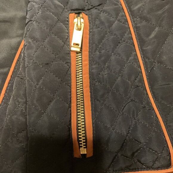 H&M Womens Dark Blue Brown Quilted Long Sleeve Jacket 4 Small - Picture 5 of 6